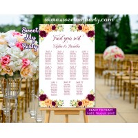 Burgundy Orange Seating Charts, Fall seating chart,(107aw)